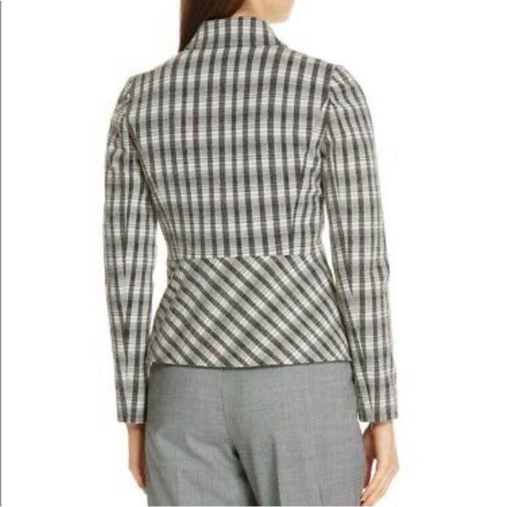 NWT Lewit Black/Ivory Chandler Plaid Peplum Coat Blazer Jacket Size XL - Picture 3 of 7